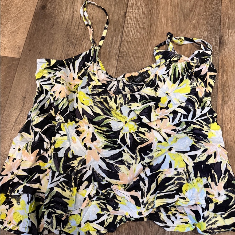 Volcom Black and Yellow Floral Camisole